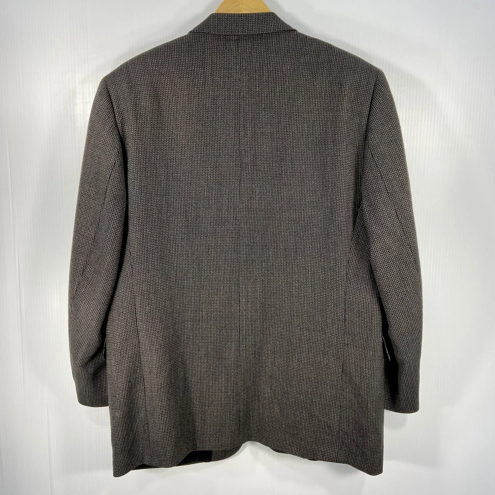 Jack Victor‎ Mark Shale Lanzawood Wool Blazer Black Tan Notched Lapel Mens 43 R